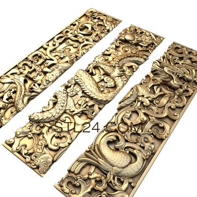 Art pano (Chinese dragon triptych, PH_0237) 3D models for cnc